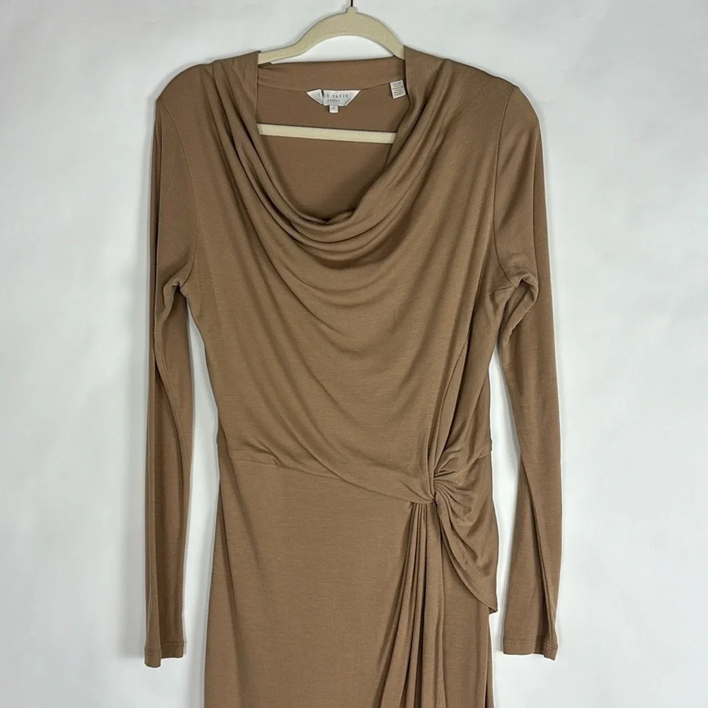 Ted Baker Neyda Jersey Drape Wrap Dress Long Sleeve Lightweight Knit Dress